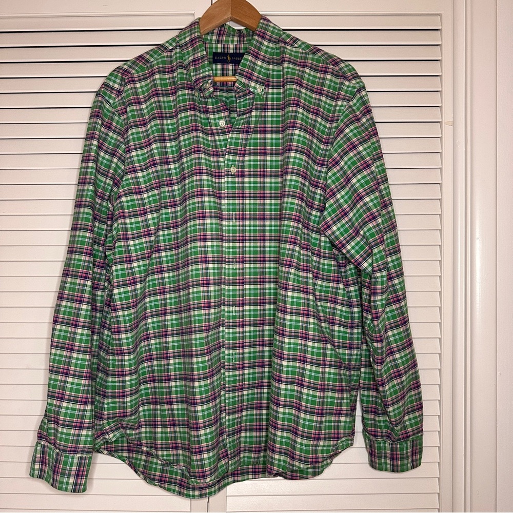 Ralph Lauren Green & Pink Button-Down Shirt
